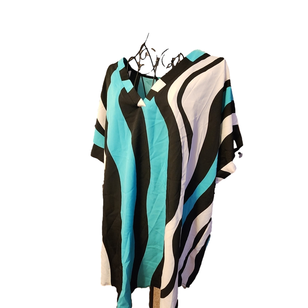 SHEIN Black White Oversized Boxy Tunic Blouse